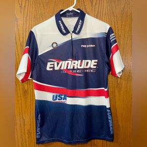 Vintage Evinrude E-TEC Shirt Logo Short Sleeve Embroidered Official Men Sz  SM